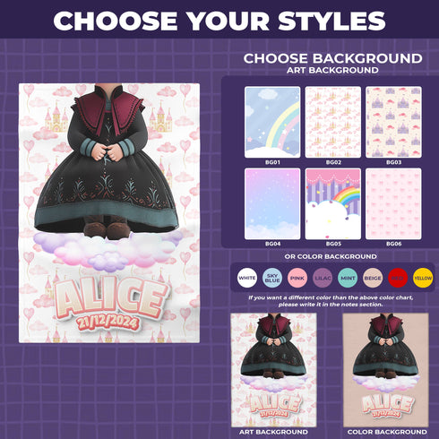Personalized Fleece Baby Blanket – Princess Anna Style | Custom Name & Birthday Fairytale Background